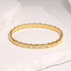 Women's Geometric Stainless Steel Open Cuff Bracelet With Diamond Setting And Colorfast Plated Finish