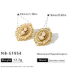 Women's Geometric Stainless Steel Pearl Earrings And Rings With 18K Vacuum Plating Simple Oval Fashion Jewelry Set