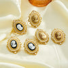 Women's Geometric Stainless Steel Pearl Earrings And Rings With 18K Vacuum Plating Simple Oval Fashion Jewelry Set