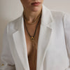 Women's Geometric Stainless Steel Pendant Necklace With Black Rope Chain And Pvd Gold Plated Finish