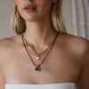 Women's Geometric Stainless Steel Pendant Necklace With Black Waxed Rope Choker And Pvd Vacuum Gold Plated Finish