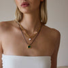 Women's Geometric Stainless Steel Pendant Necklace With Black Waxed Rope Choker And Pvd Vacuum Gold Plated Finish