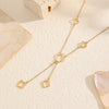 Women's Geometric Stainless Steel Real Gold Plated In The Furnace Tower Chain Fiveflower Tassel Hollow Fourleaf Clover Necklace