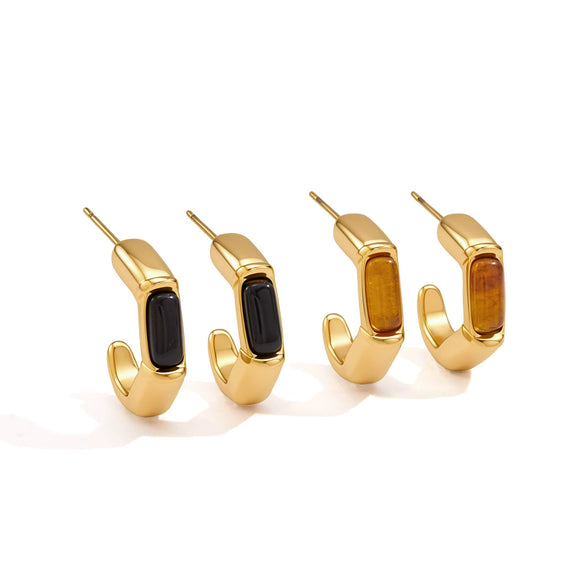 Women's Geometric Stainless Steel Resin Earrings With Electroplated Finish Faderesistant Niche Fashion Jewelry