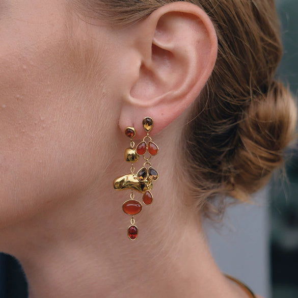 Women's Geometric Stainless Steel Rhinestone Tassel Earrings With Titanium Steel Posts And Pvd Vacuum Gold Plating