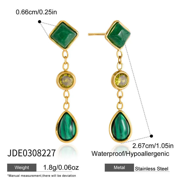 Women's Geometric Stainless Steel Rhinestone Tassel Earrings With Titanium Steel Posts And Pvd Vacuum Gold Plating