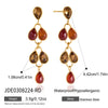 Women's Geometric Stainless Steel Rhinestone Tassel Earrings With Titanium Steel Posts And Pvd Vacuum Gold Plating