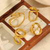 Women's Geometric Stainless Steel Ring Bracelet With 18K Gold Electroplating