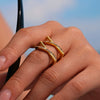 Women's Geometric 316L Stainless Steel Ring With Diamond Inlaid Zircon And Electroplating Design