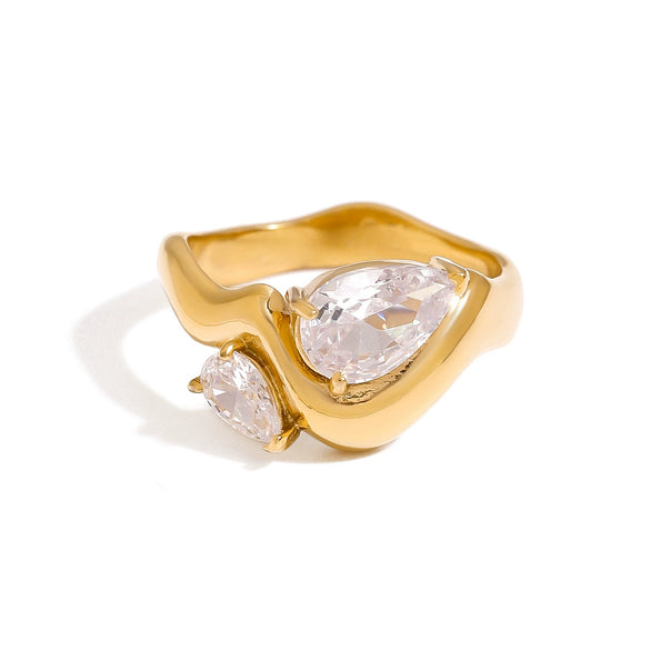 Women's Geometric Stainless Steel Ring With Electroplated Finish Nonfading Light Luxury Jewelry