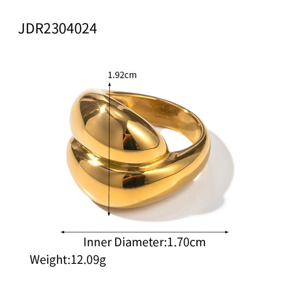 Women's Geometric Stainless Steel Ring With Electroplating And 18K Real Gold Does Not Fade