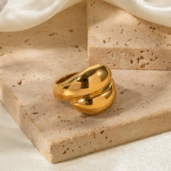 Women's Geometric Stainless Steel Ring With Electroplating And 18K Real Gold Does Not Fade