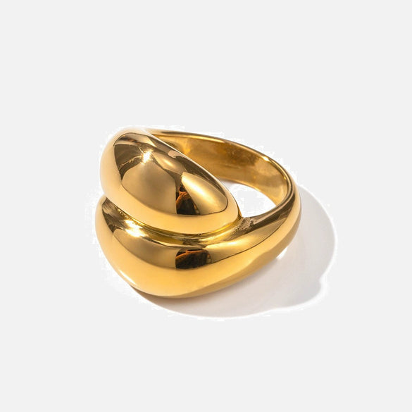 Women's Geometric Stainless Steel Ring With Electroplating And 18K Real Gold Does Not Fade