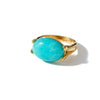 Women’s Geometric Stainless Steel Ring With Natural Stone Inlay And 18K Vacuum Plated Electroplated Finish