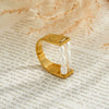Women's Geometric Stainless Steel Ring With Pearl Inlay And 18K Vacuum Plated Finish Simple Light Luxury Accessory