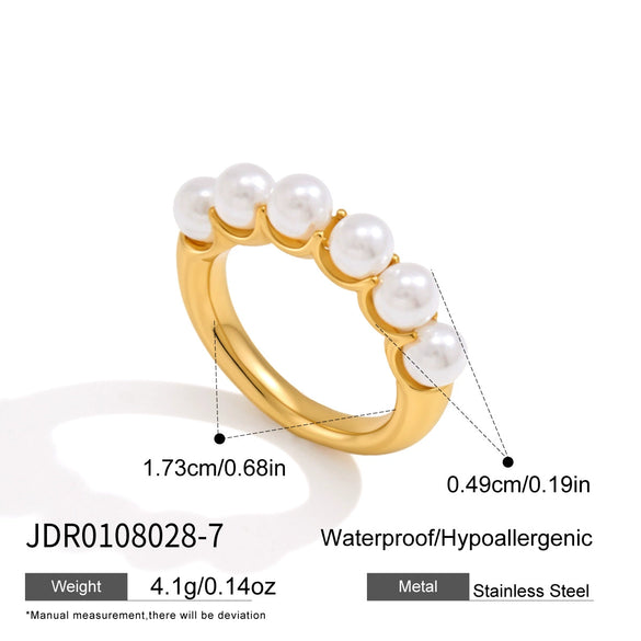 Women's Geometric Stainless Steel Ring With Pvd Gold Plating Hypoallergenic Stackable Jewelry