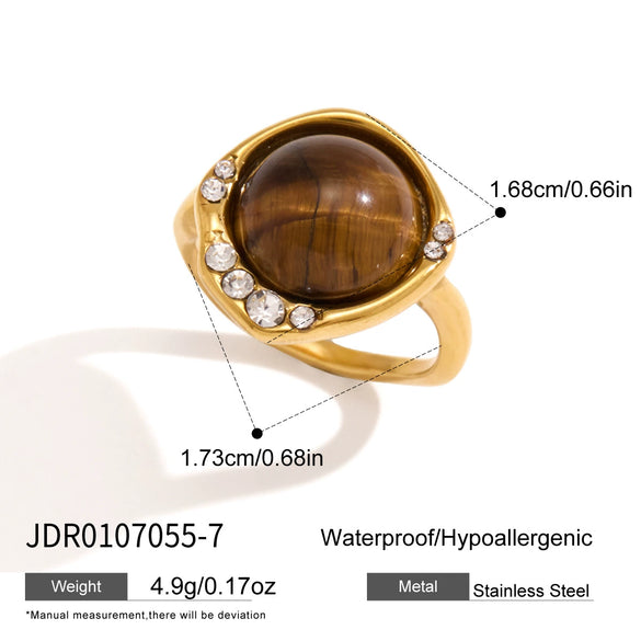 Women's Geometric Stainless Steel Ring With Pvd Vacuum Gold Plating And Hypoallergenic Design