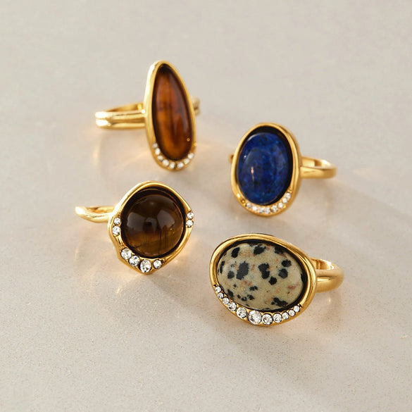 Women's Geometric Stainless Steel Ring With Pvd Vacuum Gold Plating And Hypoallergenic Design