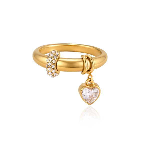 Women's Geometric Stainless Steel Ring With Pvd Vacuum Gold Plating And Hypoallergenic Finish