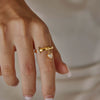 Women's Geometric Stainless Steel Ring With Pvd Vacuum Gold Plating And Hypoallergenic Finish