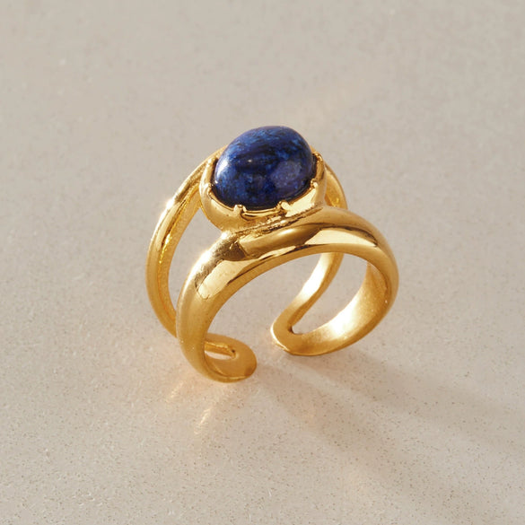 Women's Geometric Stainless Steel Ring With Pvd Vacuum Gold Plating Hypoallergenic Fashion Jewelry Accessory