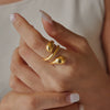 Women's Geometric Stainless Steel Ring With Pvd Vacuum Gold Plating Hypoallergenic Fashion Jewelry