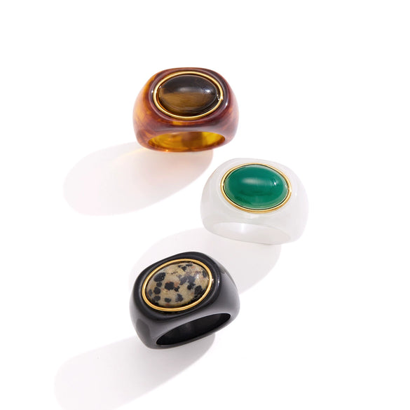 Women's Geometric Stainless Steel Ring With Pvd Vacuum Gold Plating Hypoallergenic Fashion Jewelry