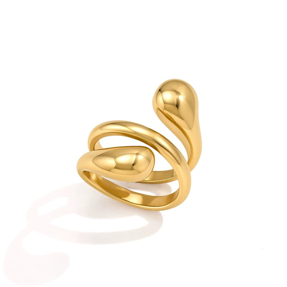 Women's Geometric Stainless Steel Ring With Pvd Vacuum Gold Plating Hypoallergenic Fashion Jewelry