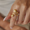 Women's Geometric Stainless Steel Ring With Pvd Vacuum Gold Plating Hypoallergenic Fashion Jewelry