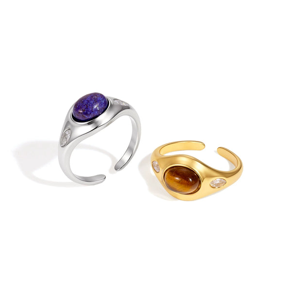 Women's Geometric Stainless Steel Ring With Pvd Vacuum Gold Plating Hypoallergenic Fashion Jewelry