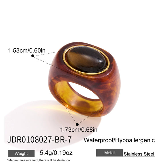 Women's Geometric Stainless Steel Ring With Pvd Vacuum Gold Plating Hypoallergenic Fashion Jewelry