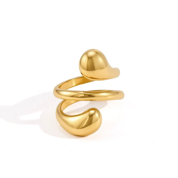 Women's Geometric Stainless Steel Ring With Pvd Vacuum Gold Plating Hypoallergenic Fashion Jewelry