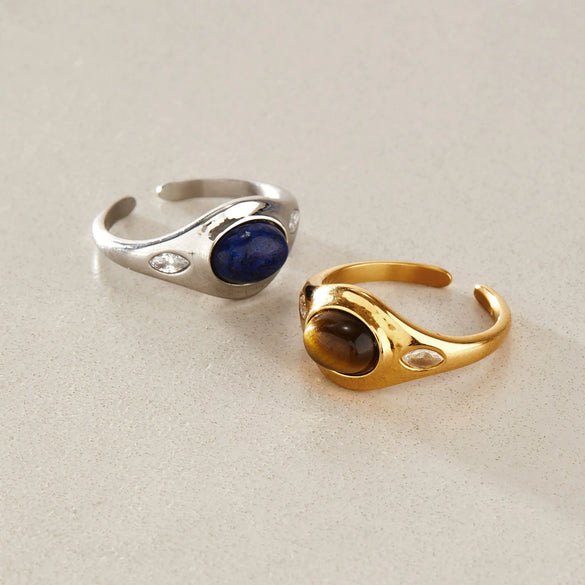 Women's Geometric Stainless Steel Ring With Pvd Vacuum Gold Plating Hypoallergenic Fashion Jewelry