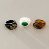 Women's Geometric Stainless Steel Ring With Pvd Vacuum Gold Plating Hypoallergenic Fashion Jewelry