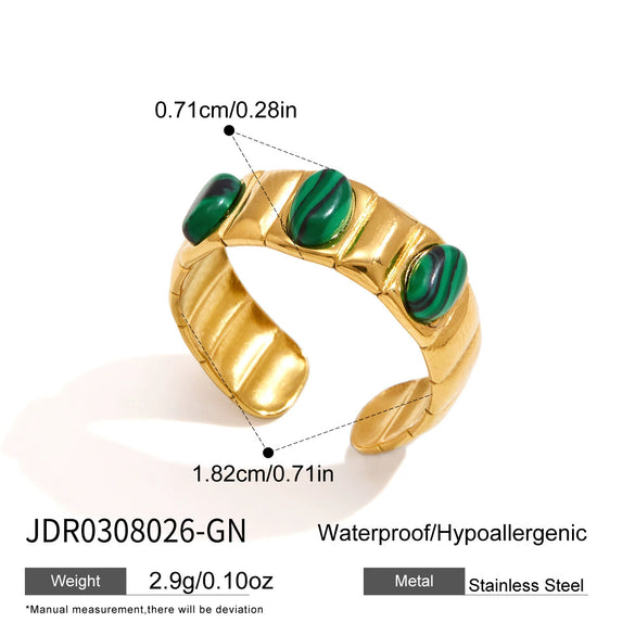 Women's Geometric Stainless Steel Ring With Pvd Vacuum Gold Plating Hypoallergenic Jewelry