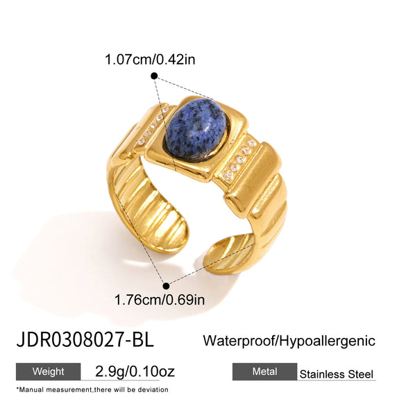 Women's Geometric Stainless Steel Ring With Pvd Vacuum Gold Plating Hypoallergenic Jewelry