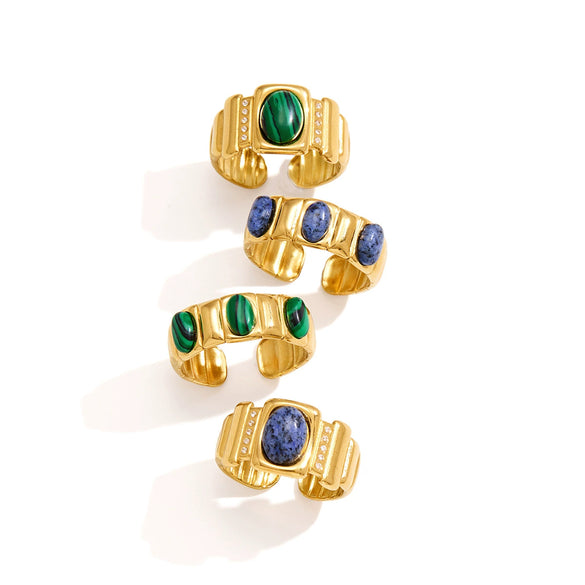 Women's Geometric Stainless Steel Ring With Pvd Vacuum Gold Plating Hypoallergenic Jewelry