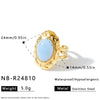 Women's Geometric Stainless Steel Ring With Resin Inlay And Electroplated Finish Trendy Fashion Jewelry