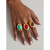 Women's Geometric Stainless Steel Ring With Resin Inlay And Electroplated Finish Trendy Fashion Jewelry