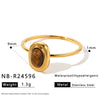 Women's Geometric Stainless Steel Ring With Tiger Eye Stone Zircon Inlay Vacuum Plated Retro Light Luxury Design