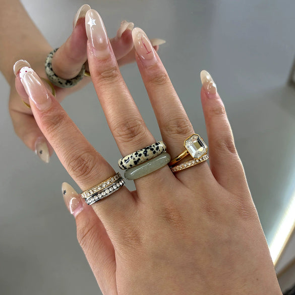 Women's Geometric Stainless Steel Ring With Vacuum Pvd Gold Plating Hypoallergenic Durable Fashion Jewelry For Wholesale