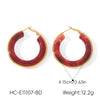 Women's Geometric Stainless Steel Stud Earrings With Burgundy Resin And Pvd Vacuum Gold Plated Finish Personality Fashion Jewelry