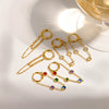 Women's Geometric Stainless Steel Tassel Chain Earrings With Colorful Crystal Inlay Light Luxury Style Pvd Real Gold Plated Non Fading