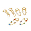 Women's Geometric Stainless Steel Tassel Chain Earrings With Colorful Crystal Inlay Light Luxury Style Pvd Real Gold Plated Non Fading