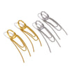 Women's Geometric Stainless Steel Tassel Chain Earrings With Pvd Vacuum Gold Plated Long Drop Design