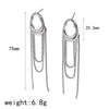 Women's Geometric Stainless Steel Tassel Chain Earrings With Pvd Vacuum Gold Plated Long Drop Design