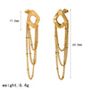 Women's Geometric Stainless Steel Tassel Chain Earrings With Pvd Vacuum Gold Plated Long Drop Design