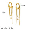 Women's Geometric Stainless Steel Tassel Chain Earrings With Pvd Vacuum Gold Plated Long Drop Design