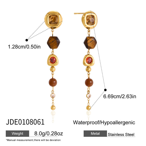 Women's Geometric Stainless Steel Tassel Earrings With Titanium Steel Posts And Vacuum Gold Plating