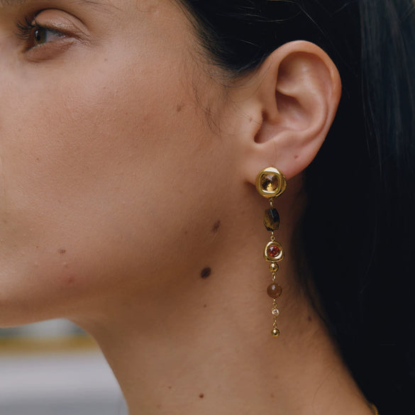 Women's Geometric Stainless Steel Tassel Earrings With Titanium Steel Posts And Vacuum Gold Plating